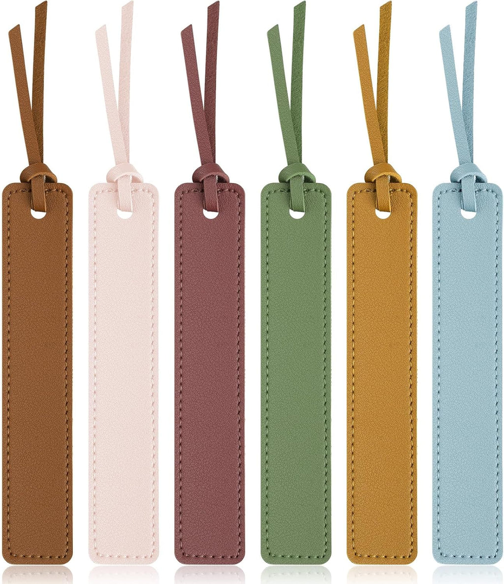 PU Leather Stitched Bookmarks Set of 4 7.5x0.94in