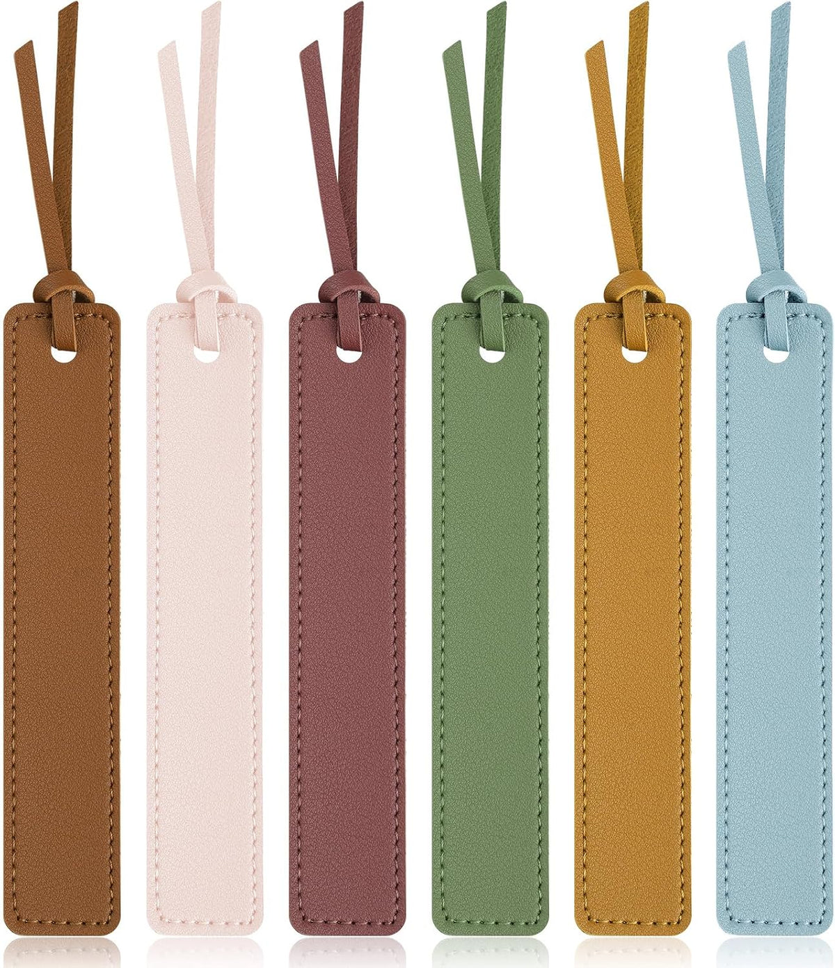 PU Leather Stitched Bookmarks Set of 4 7.5x0.94in