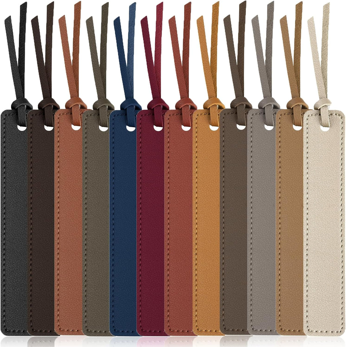 PU Leather Stitched Bookmarks Set of 4 7.5x0.94in