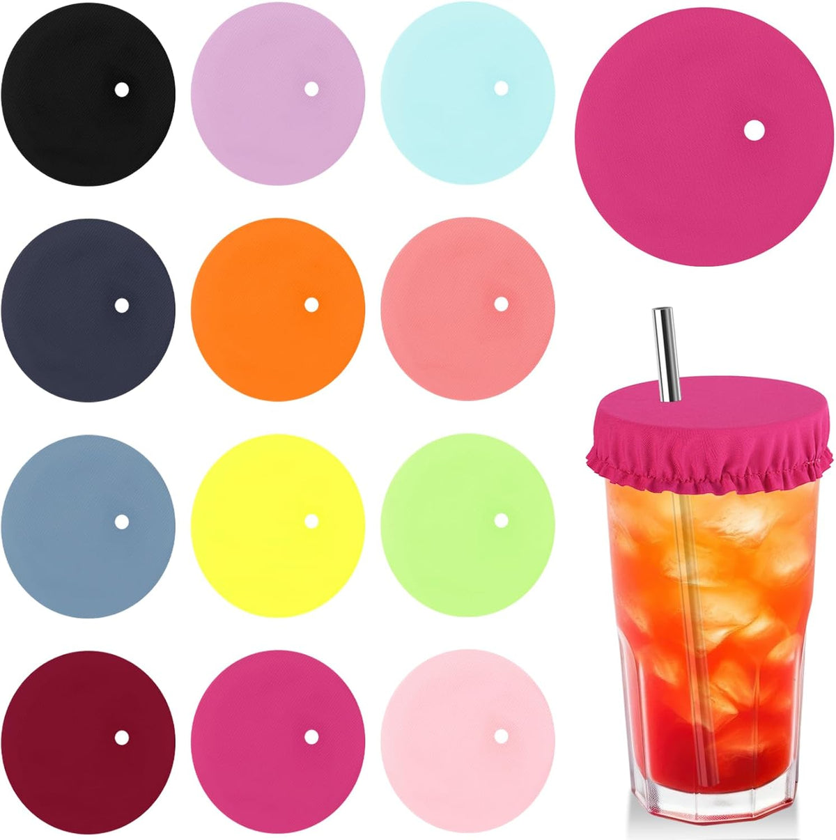 Polyester Reusable Drink Cover Scrunchies 12pcs 3.94in Diameter