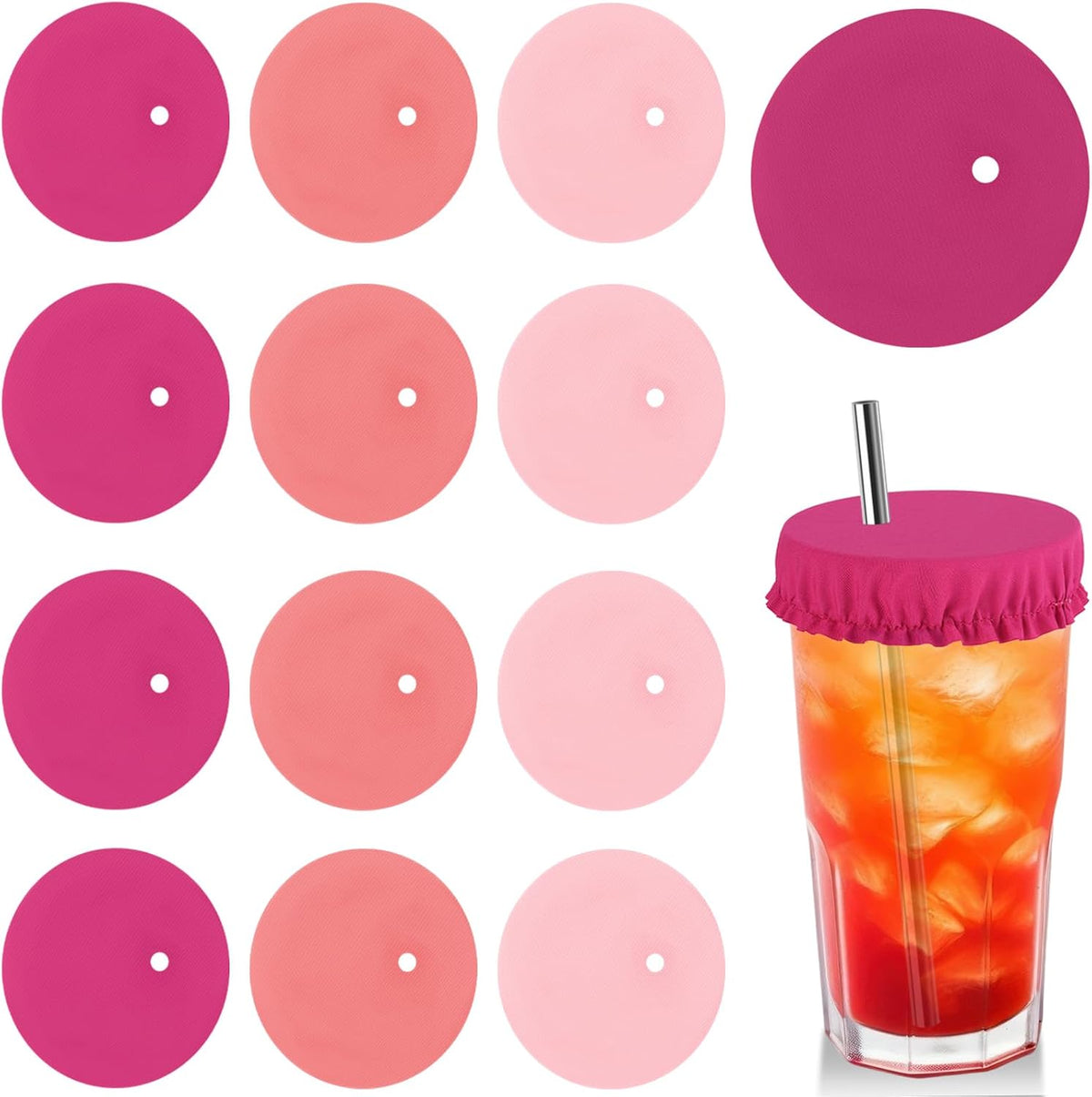Polyester Reusable Drink Cover Scrunchies 12pcs 3.94in Diameter