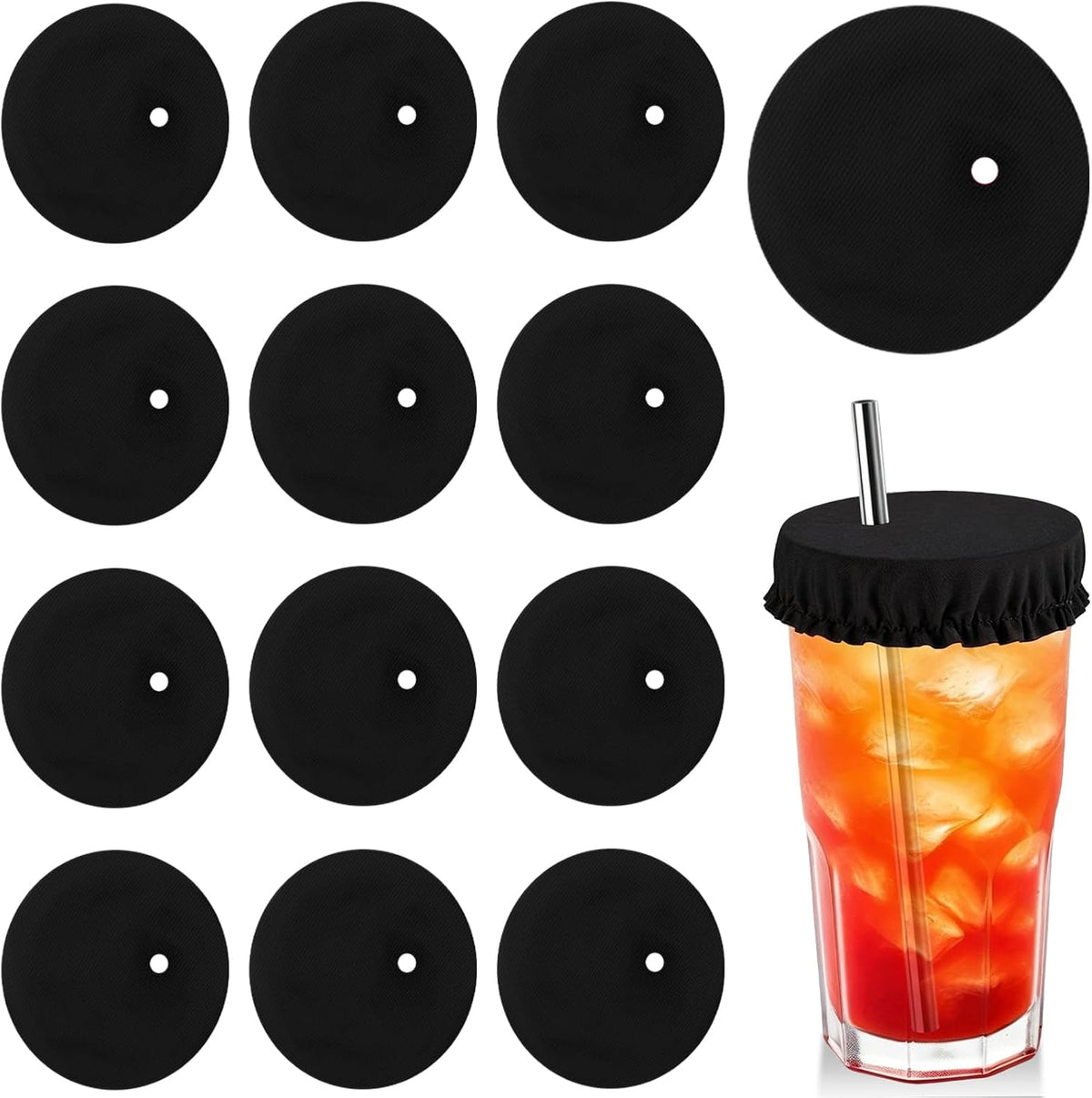 Polyester Reusable Drink Cover Scrunchies 12pcs 3.94in Diameter